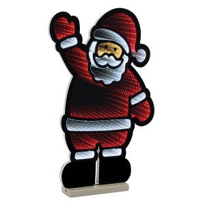 Santa Infinity Light Display 22.5"H Acrylic Waving Santa with Red & White LED Tunnel – Melrose Holiday Decor by Melrose - 1 of 4