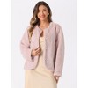 Allegra K Women's Faux Fur Long Sleeve Pockets Pearl Button Fluffy Cropped Cardigan Outerwear - 4 of 4