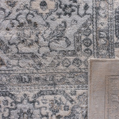 Isabella Dark Grey and Cream Synthetic Square Rug