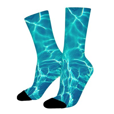 Blue Water Women Printed Crew Socks Funny Funky Socks Soft Polyester Novelty Gifts for Artists Men