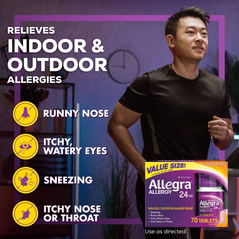 Allegra 24 Hour Allergy Relief Tablets - Fexofenadine Hydrochloride, 4 of 9