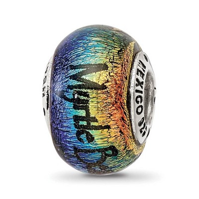Black Bow Jewelry Myrtle Beach & Palm Trees Dichroic Glass & Sterling Silver Bead Charm