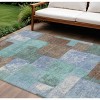 Brown Teal Blue And Ivory Geometric Washable Indoor Outdoor Area Rug - 2 of 4