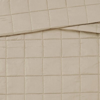 Khaki Microfiber Full Quilt and Sham Set