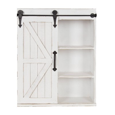 Modern Farmhouse Decorative Wood Wall Storage Rustic White - Kate & Laurel All Things Decor