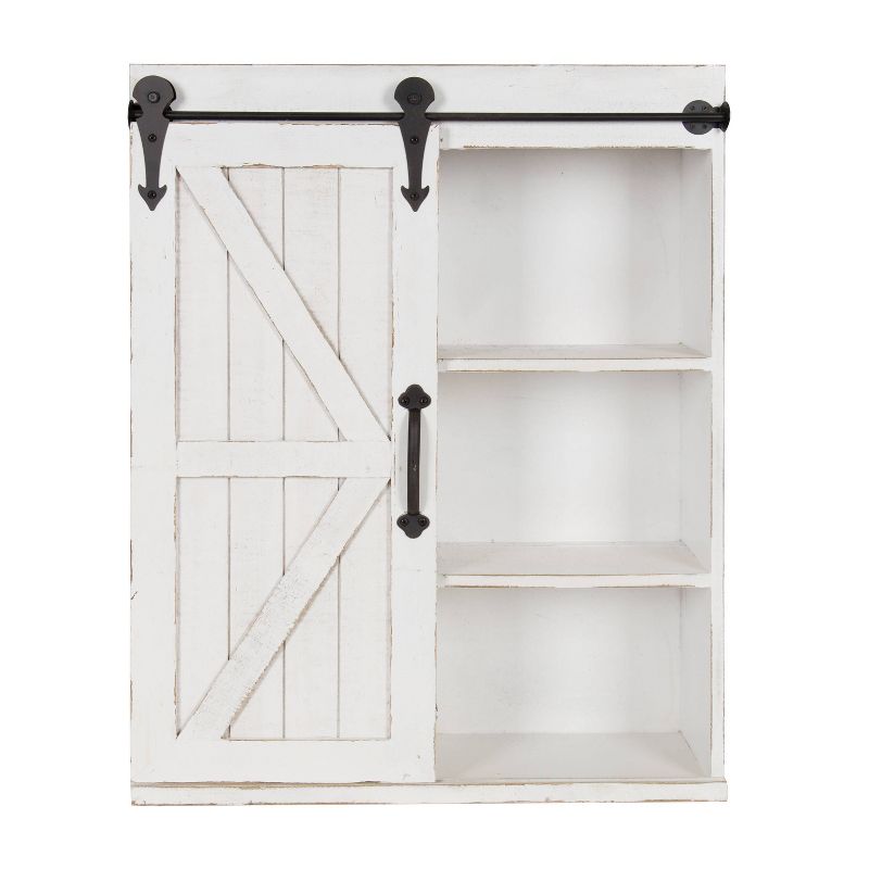 Modern Farmhouse Decorative Wood Wall Storage Rustic White - Kate &#38; Laurel All Things Decor, 1 of 8