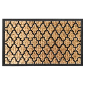 Kate Aurora Madison Chain Link Designed Coir Bristled Outdoor All Season Welcome Mat With Rubber Trim - 18"x30" - 1 of 4