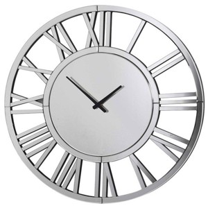 GlasFlength Wall Clocks Octagonal Mirror Gemstone Roman Numeral Modern Decor Elegant Design for Living Spaces, Silver, 23.6"*23.6"*23.6" - 1 of 4