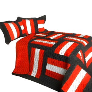 Slickblue Full/Queen, Soft Vermicelli Quilted Bedspread and Shams, Quilt Set, Design 1/2/3, TC Fabric, 3 Piece - 1 of 4
