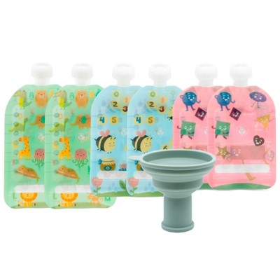 WeeSprout Double Zipper Reusable Food Pouches for Babies & Toddlers, 6-Pack
