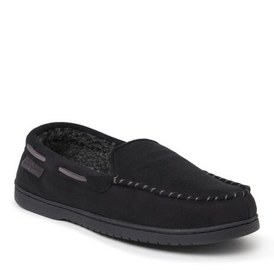 Dearfoams Men's Microsuede Moccasin - Black Size L : Target