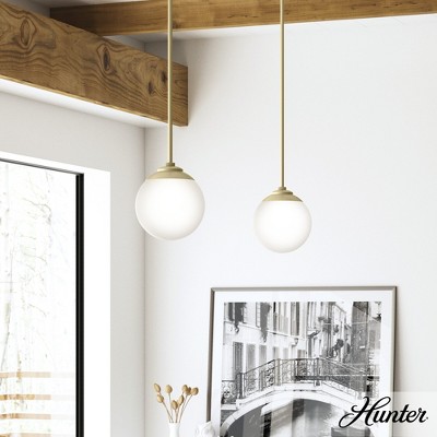 Modern Brass and White Glass Mini Globe Pendant Light