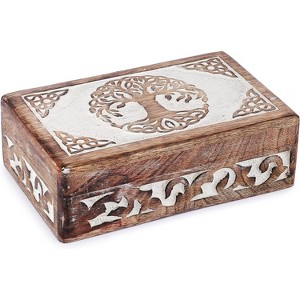 Hand Carved Wooden Keepsake Box, Elegant Vintage Memory Storage Box for Jewelry and Valuables, Gift for All Occasions - 1 of 4