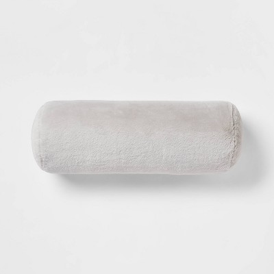 Faux Rabbit Fur Bolster Throw Pillow Light Gray - Threshold™