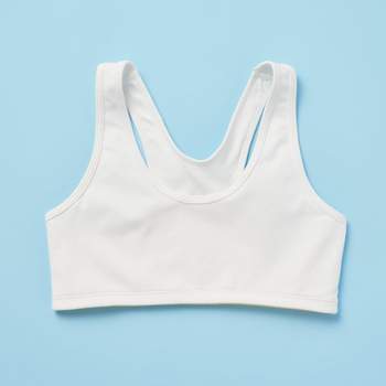 Girls' Cotton Built Up Stretch Sports Bra Solid Sport Vest Girl Sport Bras  for Teens & Women Baby (White, L 62.5-80kg)