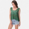 Anna-Kaci Women's Crochet Sleeveless Tank Top with Floral Open Knit Pattern and Scalloped Hem Detail - 2 of 4