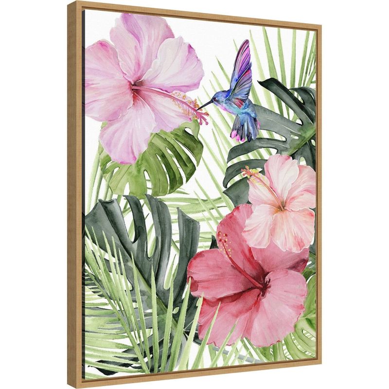18&#34; x 24&#34; Hibiscus and Hummingbird I by Paxton Parker Framed Canvas Wall Art - Amanti Art, 3 of 10