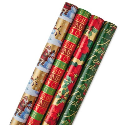 4ct/150 sq ft Hallmark Christmas Gift Wrap Kraft/ Green/ Red - 150 sq ft