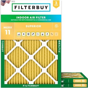 Filterbuy 21x21.5x1 Air Filter (3-Pack), Pleated MERV 11 Allergen Defense Replacement HVAC AC Furnace Filters (Actual Size: 20.00 x 21.13 x 0.75) - 1 of 4