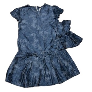 Doll Clothes Superstore Size 12 Matching Girl And Doll Blue Pattern Dresses For Girls And Dolls - 1 of 4