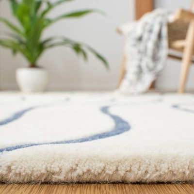 Elegant Ivory Tufted Wool Area Rug Handmade 4' x 6'