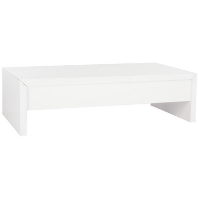 White Rectangular Wood Lift-Top Coffee Table with Storage