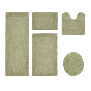 Edge Bath Rug 100% Premium Cotton Ultra-Soft Water Absorbent Tufted Solid Reversible 5 Piece Bathroom Rug Set for Machine Washable Bathmat - 1 of 4