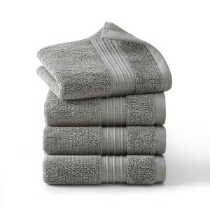 TOWN & COUNTRY EVERYDAY 4-Piece Solid Dobby Border Washcloth Set - 1 of 4