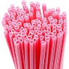 4E's Novelty 50 Pcs Pink Heart Shaped Straws & Doilies - Drinking Straws Individually Wrapped, Plastic Straws for Valentines - 3 of 4