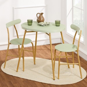 Best Choice Products 3-Piece Oval Dining Table Set, Modern Small Kitchen Dinette w/ 2 Chairs - Sage Green/Gold - 1 of 4