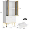 Luxury Fluted Storage Cabinet with Glass Doors & Drawers.Modern Freestanding Pantry Organizer with Adjustable Shelves. - 2 of 4