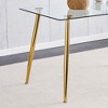 Okak Dining Table for Small Space, Contemporary Rectangle Tempered Glass Dining Table with Metal Legs for 4 People - 4 of 4