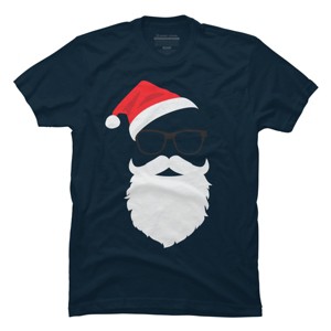 Men's Design By Humans Hipster Santa Face with Hat beard & Glasses Christmas By TronicTees T-Shirt - 1 of 4
