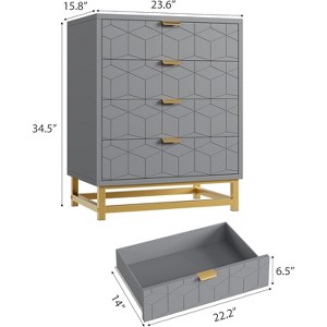 Dresser for Bedroom, 4 Drawer Dresser with Metal Legs, Wood Dressers Chest Organizer with Wide Storage, Modern Chest of Drawers - 1 of 4