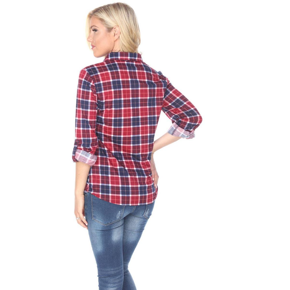 Women's Oakley Stretchy Plaid Tunic Top with Pockets - White Mark - thumbnail 6