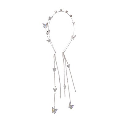 Unique Bargains Women's Butterfly Headband Silver Tone 1 Pc
