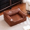 ATJafurn 31.5” leather Sofa for Pets with Non-Slip Base, Mid-Century Modern Pet Couch Bed bear up to 50lbs, Brown - 4 of 4
