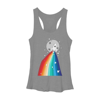 Adult Design By Humans Rainbow Pride Rocket to the Moon By noeldelmar Racerback Tank Top