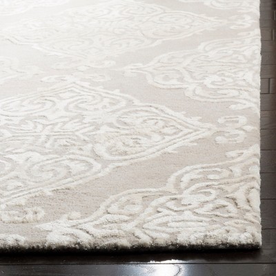 Silver and Ivory Hand-Tufted Wool Rectangular Area Rug