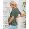 Maternity Shirts Women's Casual Floral Print Tops Pregnancy Puff Short Sleeve Striped Ruched Side Tunic Top - 2 of 4