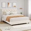 Grey/Beige/Pink Upholstered Platform Bed Frame with Height-Adjustable Fabric Headboard, Heavy-Duty Wood Slat Support, No Box Spring Needed - 3 of 4