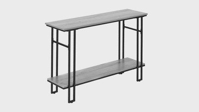 Gray and Black Metal Rectangular Console Table with Storage
