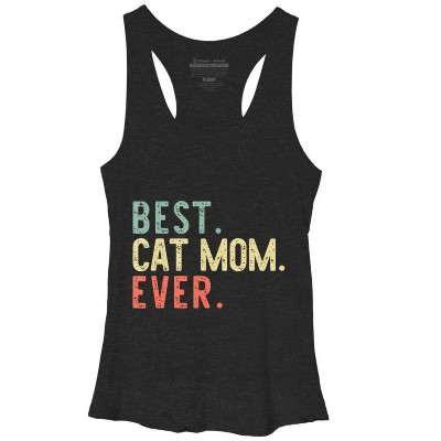 Women's Design By Humans Best Cat Mom Ever Funny Mommy Vintage Gift Christmas T-Shirt By mothersdaygift Racerback Tank Top