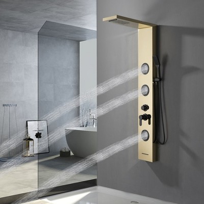 Black Gold Thermostatic Shower Panel with Body Jets