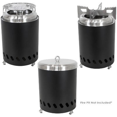 Compact Stainless Steel Smokeless Fire Pit Accessory Kit