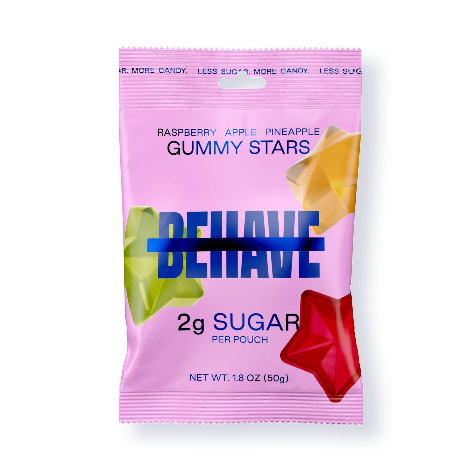 BEHAVE Raspberry Apple Pineapple Gummy Candy Stars - 1.8oz