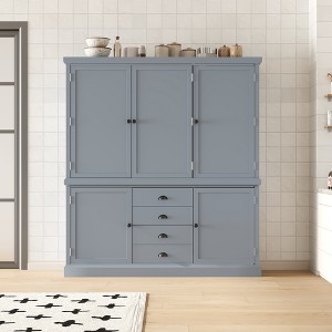 Kitchen Pantry Storage Cabinet Pantry Organizer Cupboard with Drawers, Door Shelves and Adjustable Shelves, White/Gray-ModernLuxe - 1 of 4