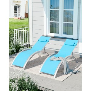 GustoWave 2PC Outdoor Aluminum Chaise Lounges Adjustable Backrest - Lightweights Recliners for Poolside, Beach & Patio - Weather-Resistant - 1 of 4