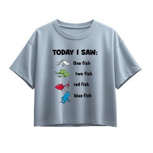 Girls' - Dr. Seuss - Today Saw One Fish Short Sleeve Boxy Graphic T-Shirt - 1 of 3