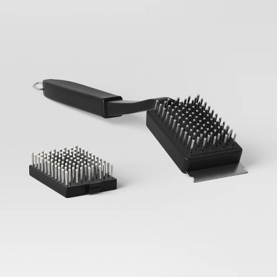 Tough Grill Brush Black - Room Essentials™: Stainless Steel Bristle, Polypropylene Handle, No Assembly Required